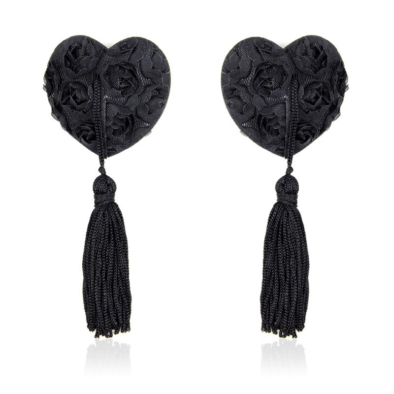 9944 Pezoneras con Encaje y Patrón Floral Negro - Imagen 1